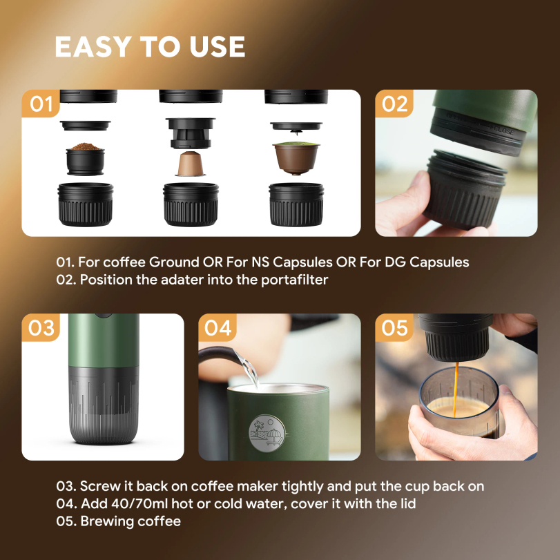 Portable Espresso Machine 3-in – Coffee Equipment Set recenzja i cena