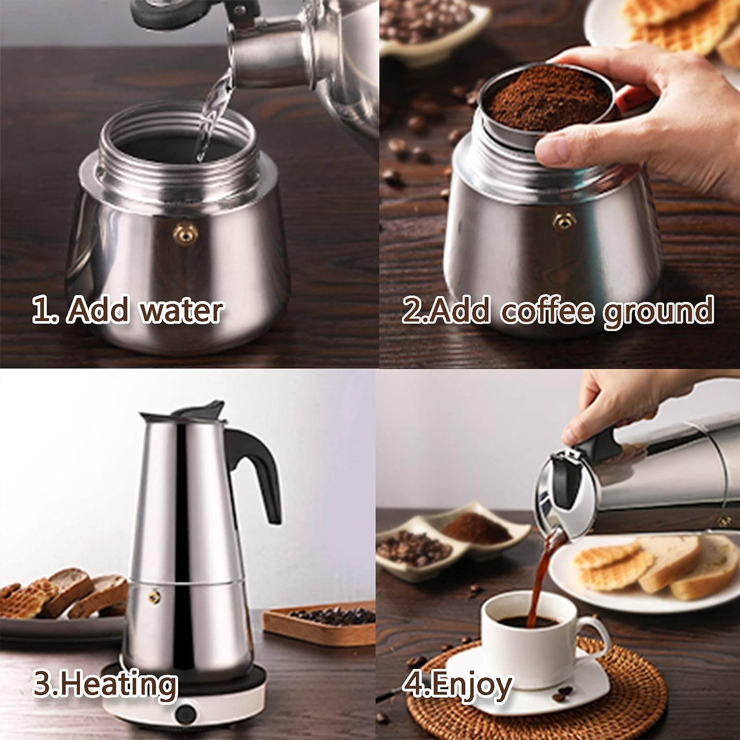 4/6/9 Cups Moka Pot Caffe Mach – Coffee Equipment Set recenzja i cena
