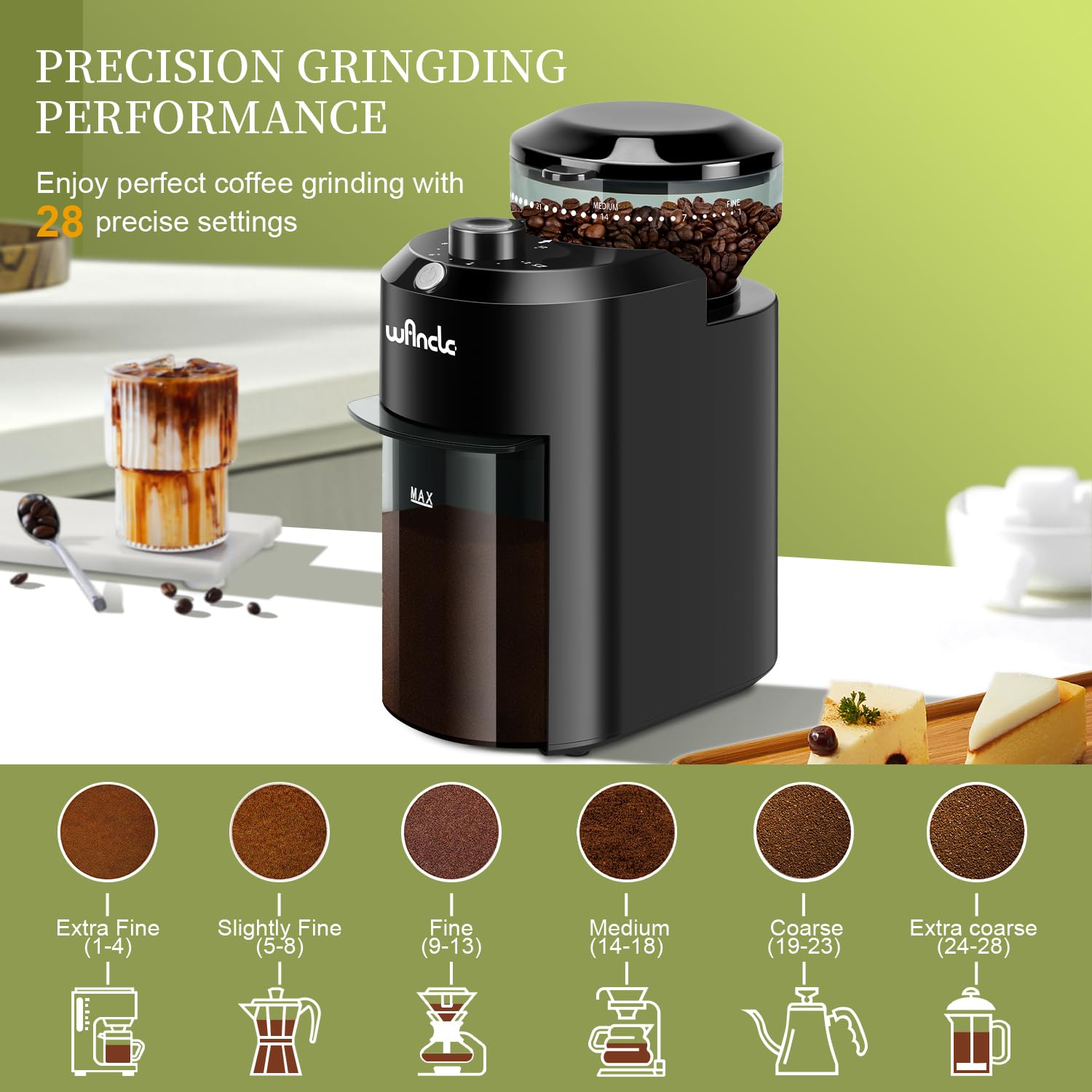 Wancle Automatic Burr Mill Cof – Coffee Grinder Burr Flat recenzja i cena
