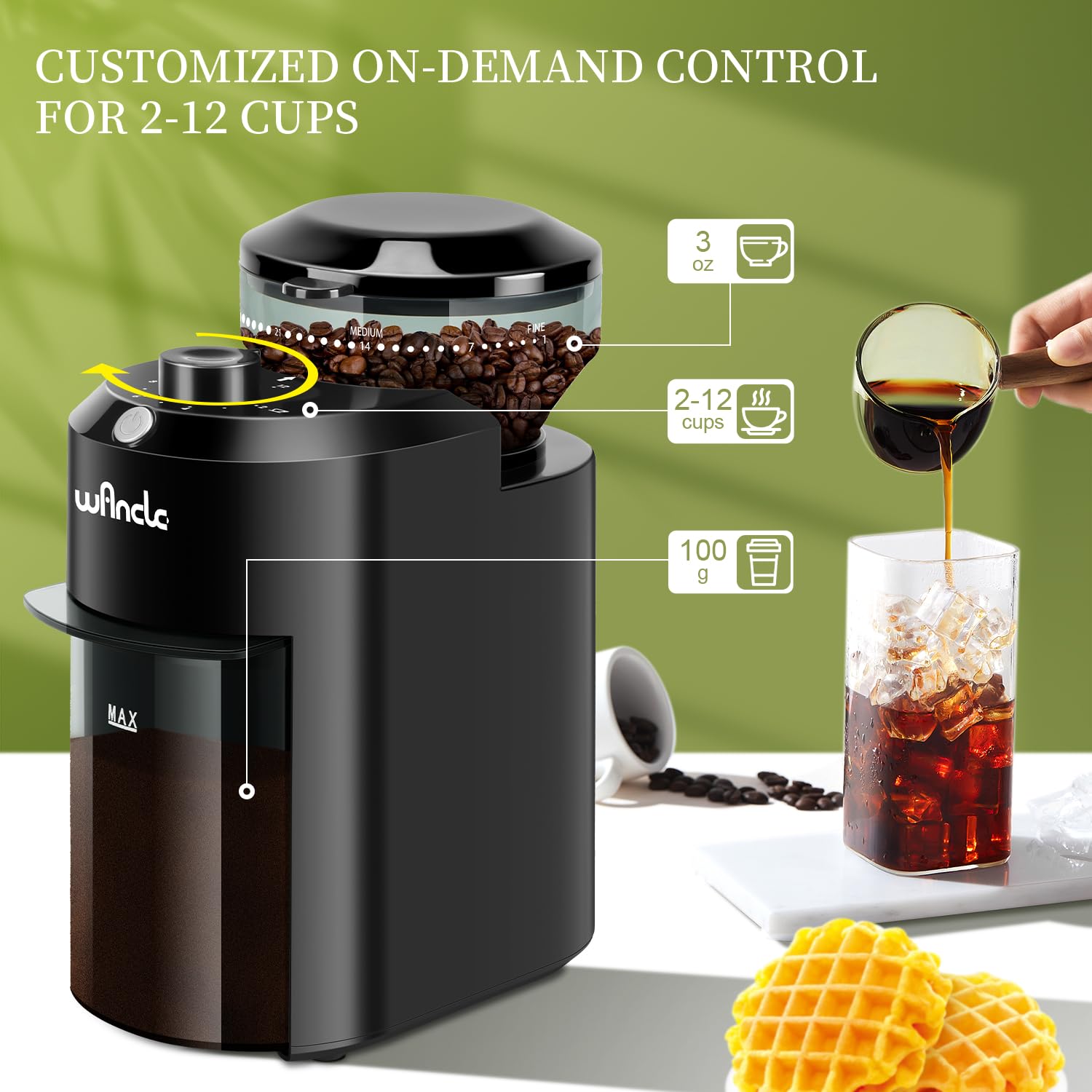 Wancle Automatic Burr Mill Cof – Coffee Grinder Burr Flat recenzja i cena