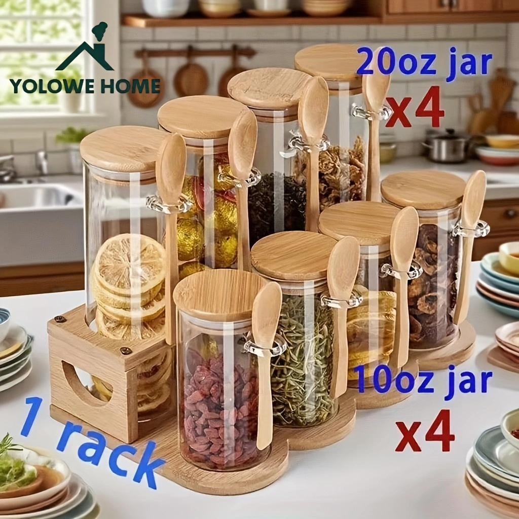8-Piece Glass Storage Containe – Coffee Equipment Organizer recenzja i cena